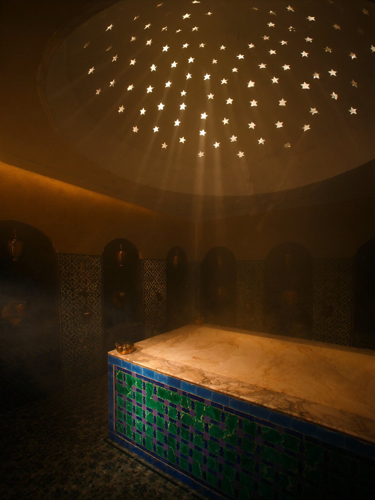 Hammam steam room with star-cut dome